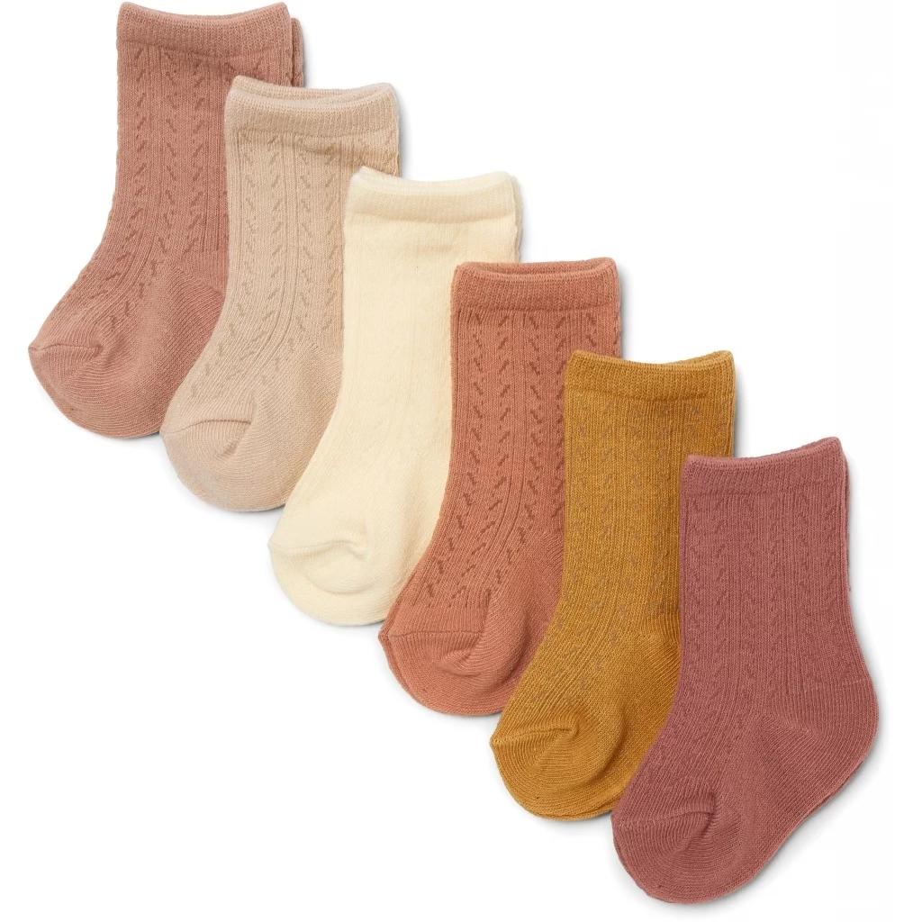 6 Pack Pointelle Socks - Sahara Shades